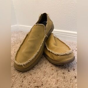 CROCS Tan Canvas Slip-Ons Loafers